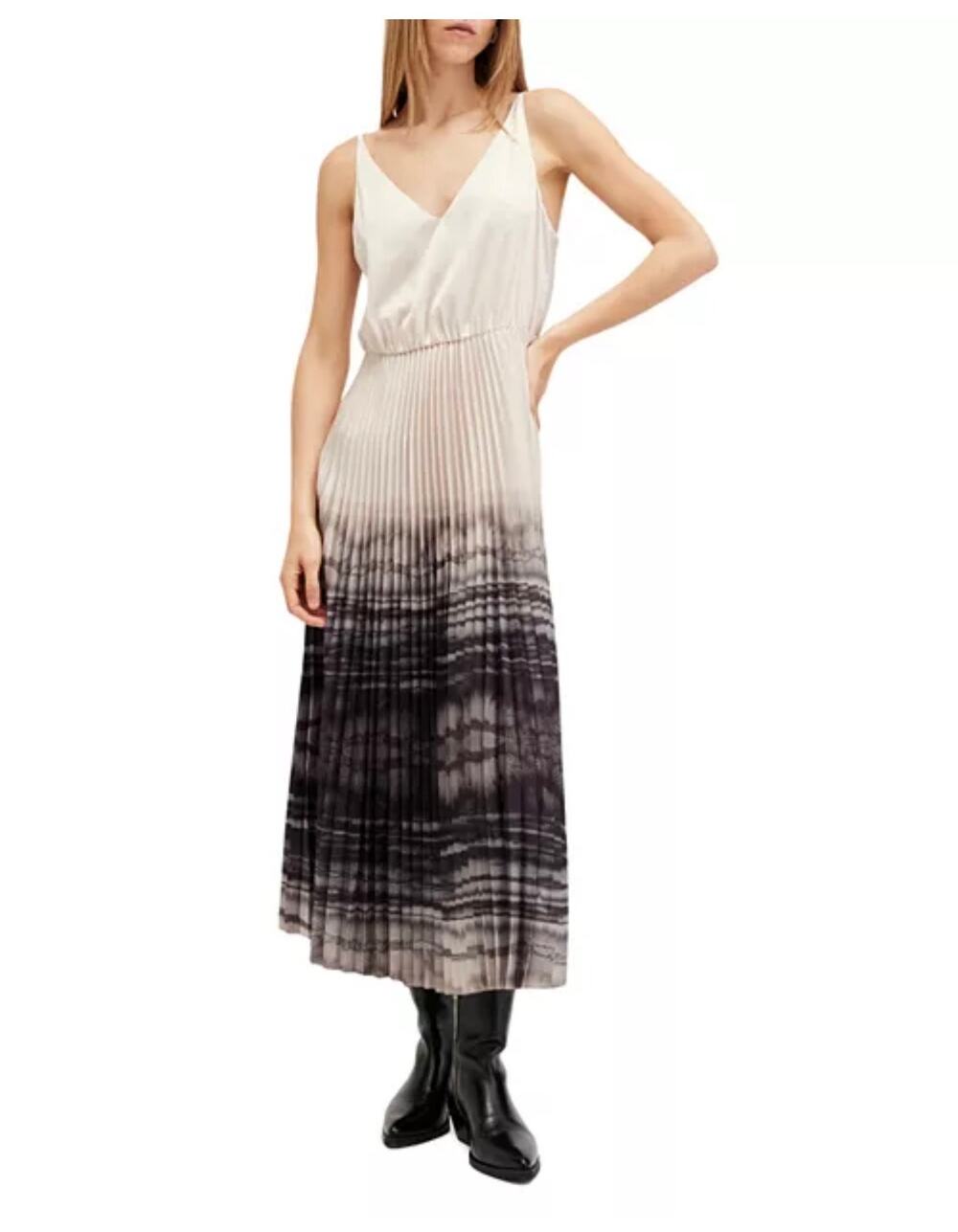 Stunning ALLSAINTS Celilia Pleated V-Neck Dress - Size Large (new)